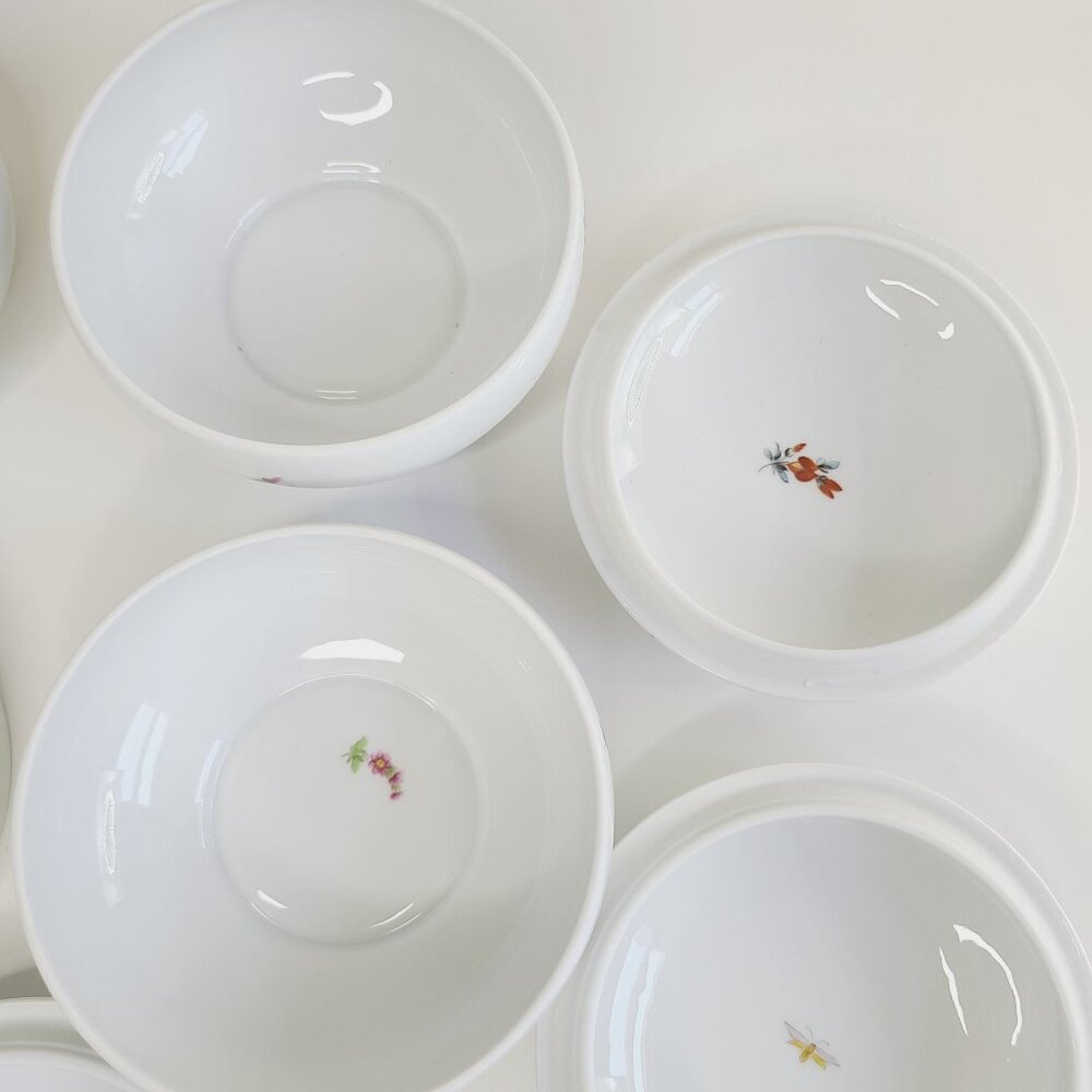 Limoges Chamart Porcelain Bowls With Lids Floral & Insect Trinkets set of 4 - Picture 11 of 16